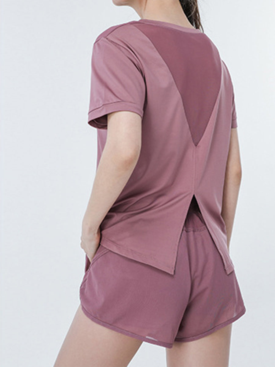 Fitness Breathable Short Sleeve Loose Shorts Yoga Two-piece Suit