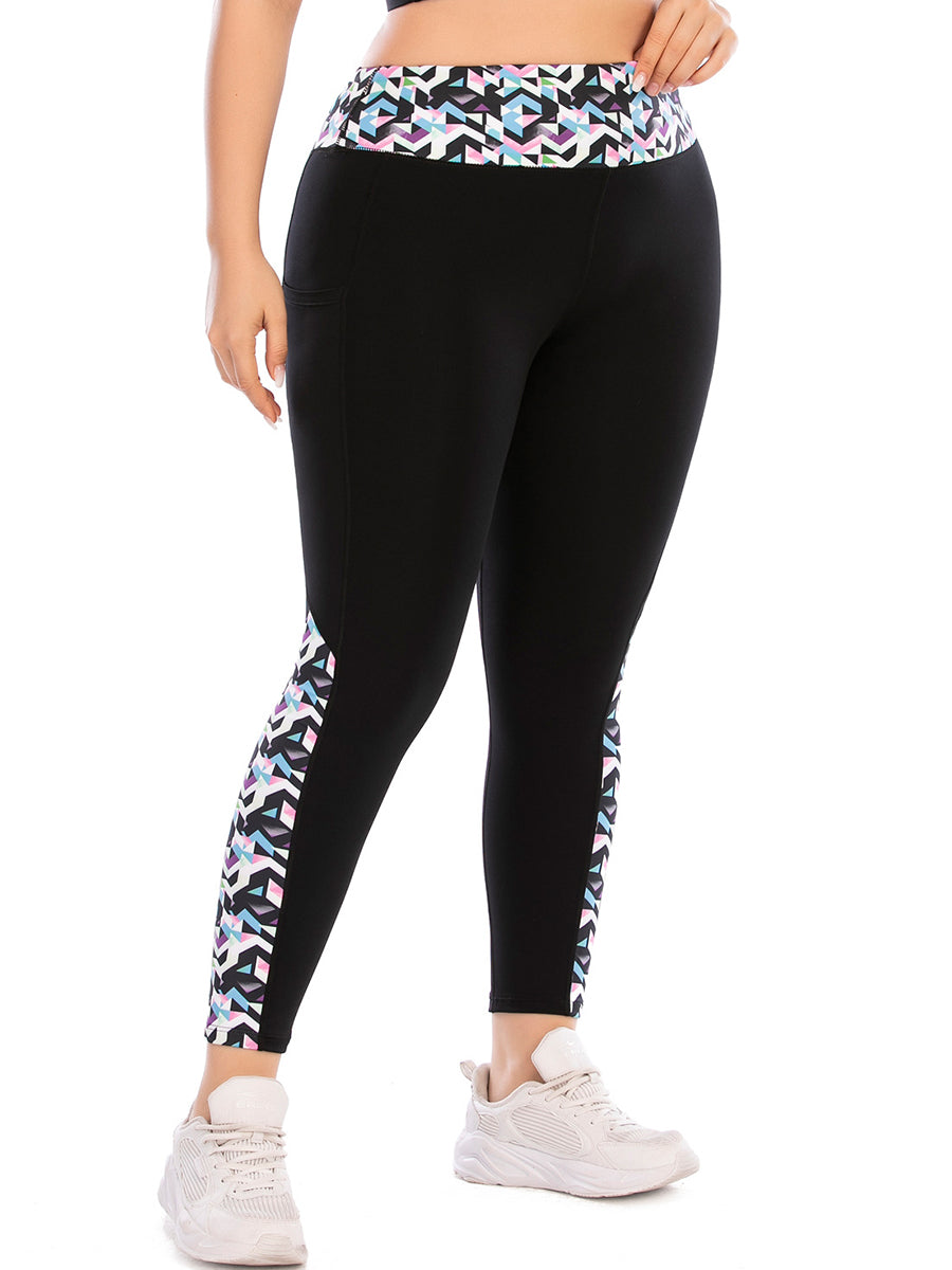 Plus Size Yoga Sports Bra Stitching Color Fitness Suit