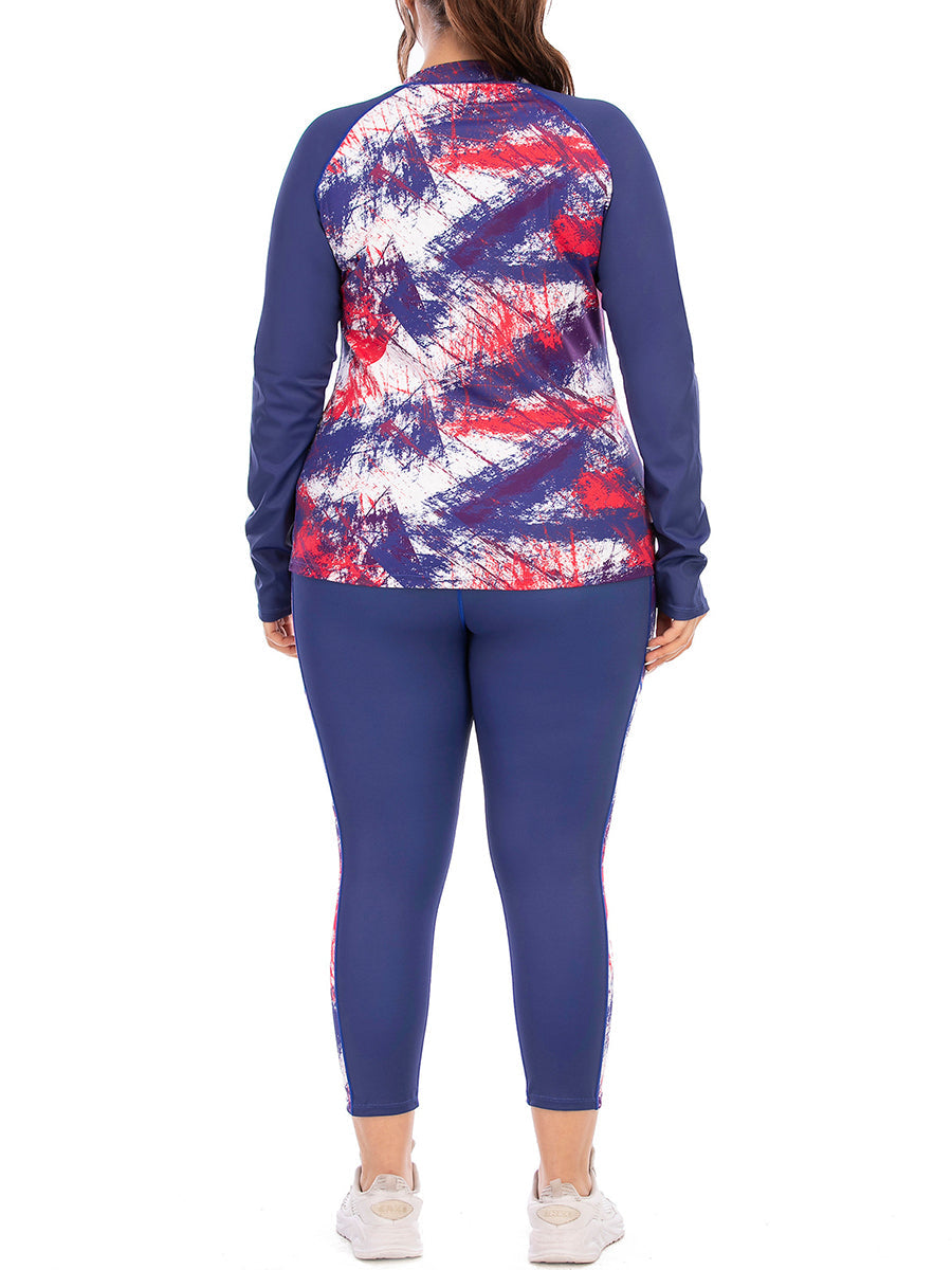 Fashion Printed Sports Long-sleeved Top Plus Size Yoga Suit